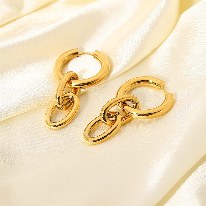 Großhandel Mode 18K vergoldet Edelstahl Goldkette Ohrringe Schmuck