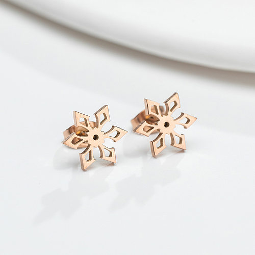 Simple Style Snowflake Stainless Steel  Ear Studs Plating No Inlaid Stainless Steel  Earrings