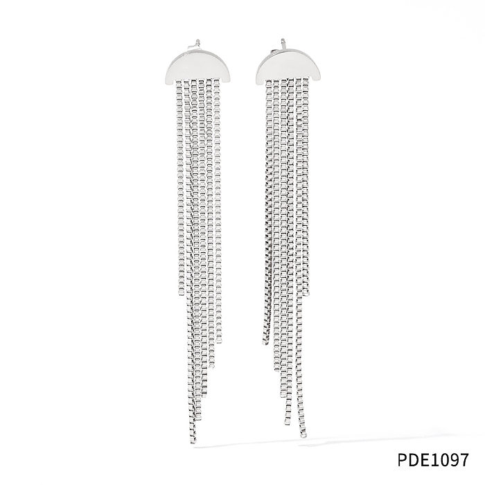 1 Pair Streetwear Tassel Stainless Steel  Drop Earrings