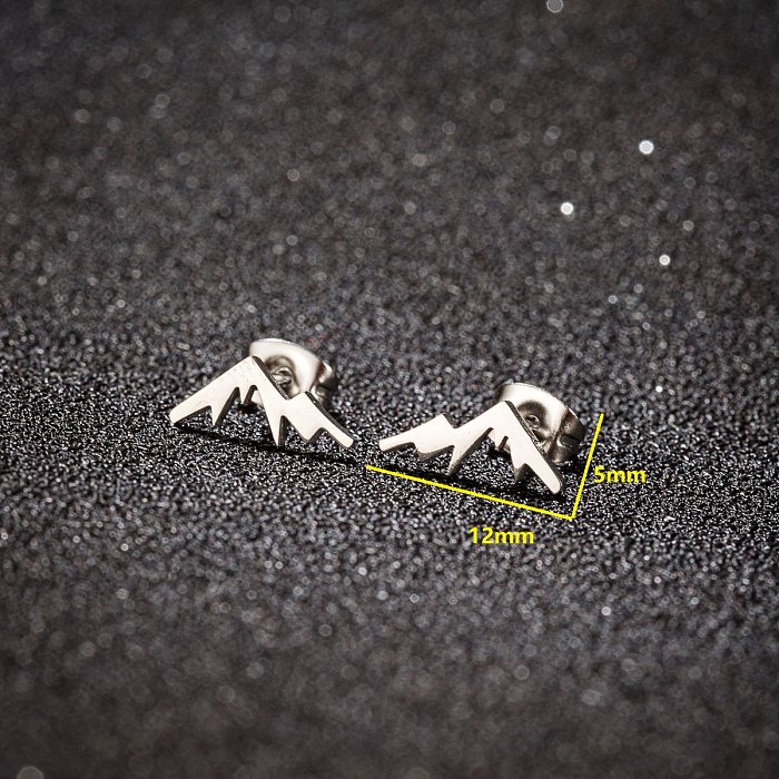 1 Pair French Style Sweet Artistic Mountain Polishing Plating Stainless Steel  18K Gold Plated Ear Studs