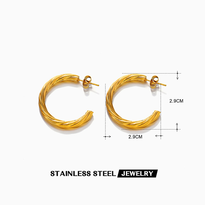 1 Pair Simple Style C Shape Twist Plating Stainless Steel  18K Gold Plated Earrings