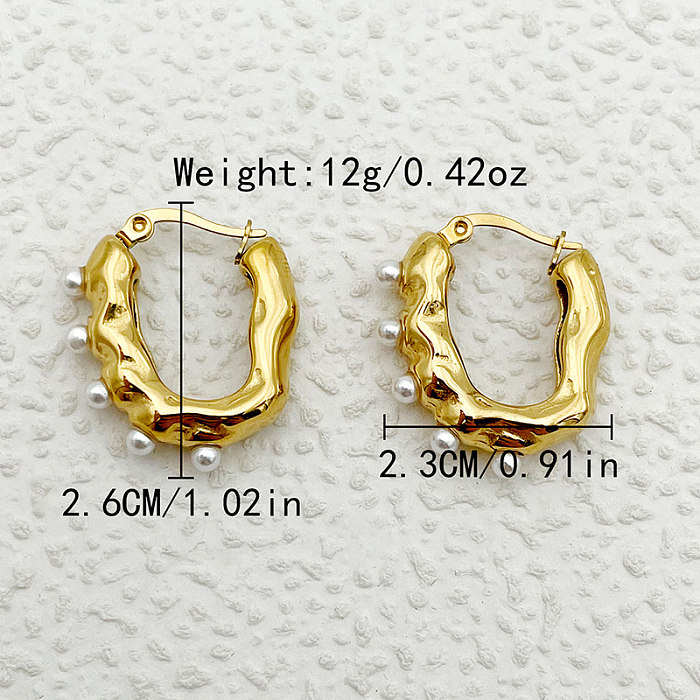 1 Paar elegante, süße U-förmige vergoldete Edelstahl-Ohrringe