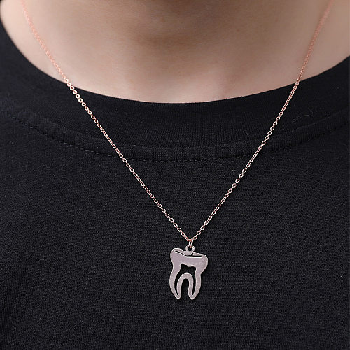 Simple Style Teeth Stainless Steel Plating Hollow Out Gold Plated Pendant Necklace Long Necklace