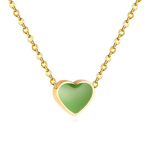 Sweet Heart Shape Stainless Steel  Stainless Steel Enamel Plating Pendant Necklace 1 Piece