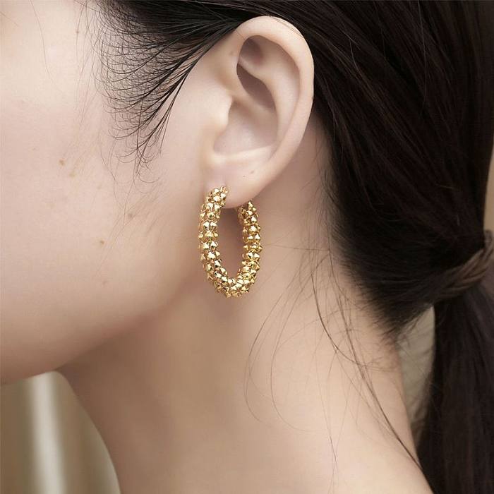 1 Pair Casual Modern Style Classic Style Round Stainless Steel  Earrings