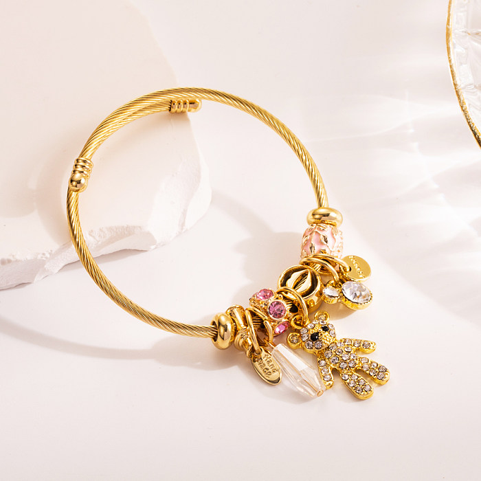 Elegante süße Mondherzform-Strass-Titanstahl-Inlay-Strasssteine, vergoldete Armbänder