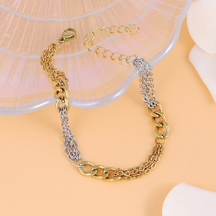 Streetwear Color Block Stainless Steel Asymmetrical Handmade Bracelets