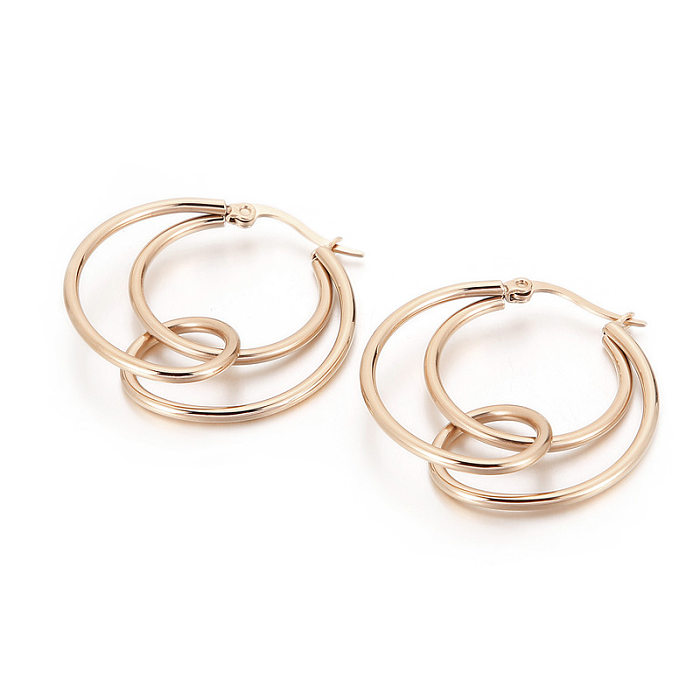 Boucles d'oreilles nouées en cercle géométrique en acier inoxydable, bijoux à la mode, vente en gros