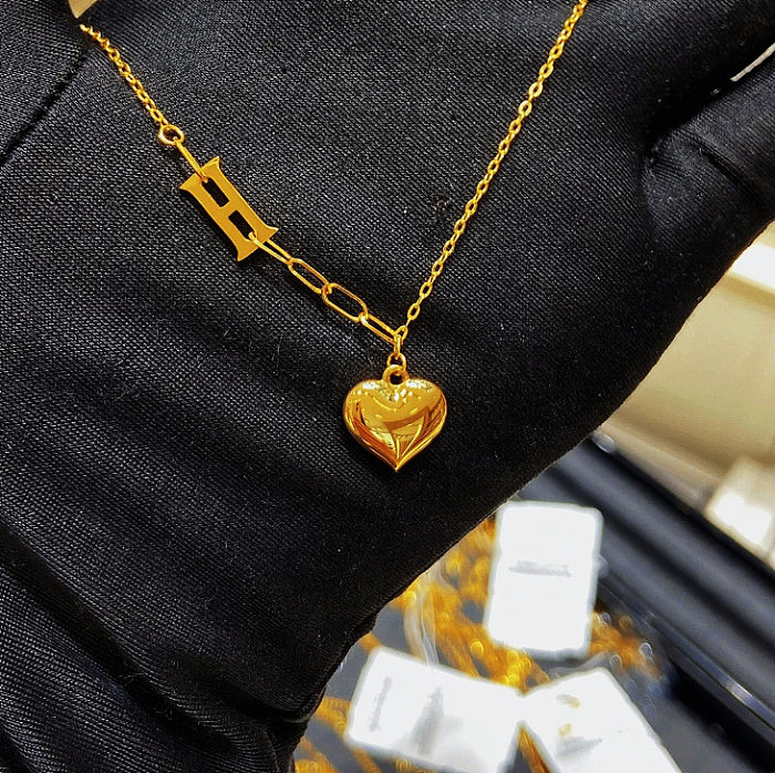 Collier pendentif plaqué or 18 carats avec placage en acier inoxydable carré Streetwear
