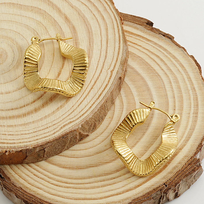 1 Paar geometrische Retro-Ohrringe aus Edelstahl mit 18-karätiger Vergoldung