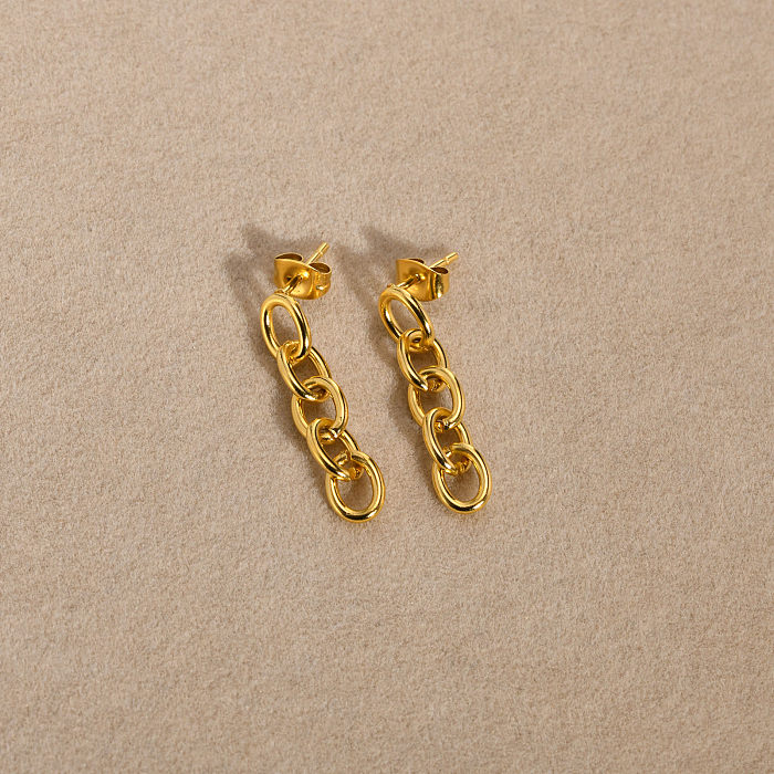 1 Paar IG Style Simple Style einfarbige Edelstahl-Ohrringe mit 18-Karat-Vergoldung