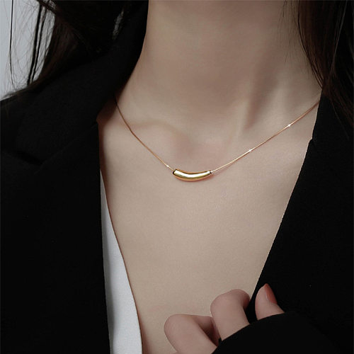 Simple Geometric Minimalist Eggplant Stainless Steel Necklace Wholesale