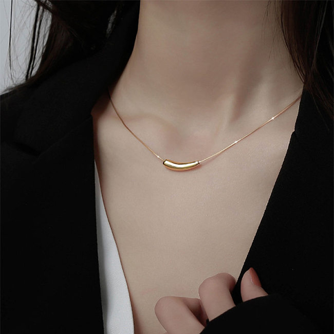 Einfache geometrische minimalistische Auberginen-Edelstahl-Halskette im Großhandel