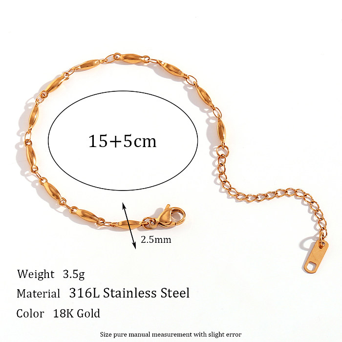 Schlichter Stil, klassischer Stil, ovale, einfarbige Armbänder aus Edelstahl mit 18-Karat-Vergoldung