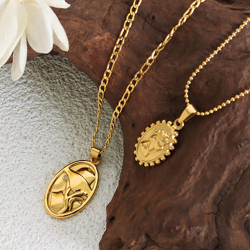 Collar chapado en oro de 18 quilates con revestimiento de acero inoxidable geométrico de estilo vintage