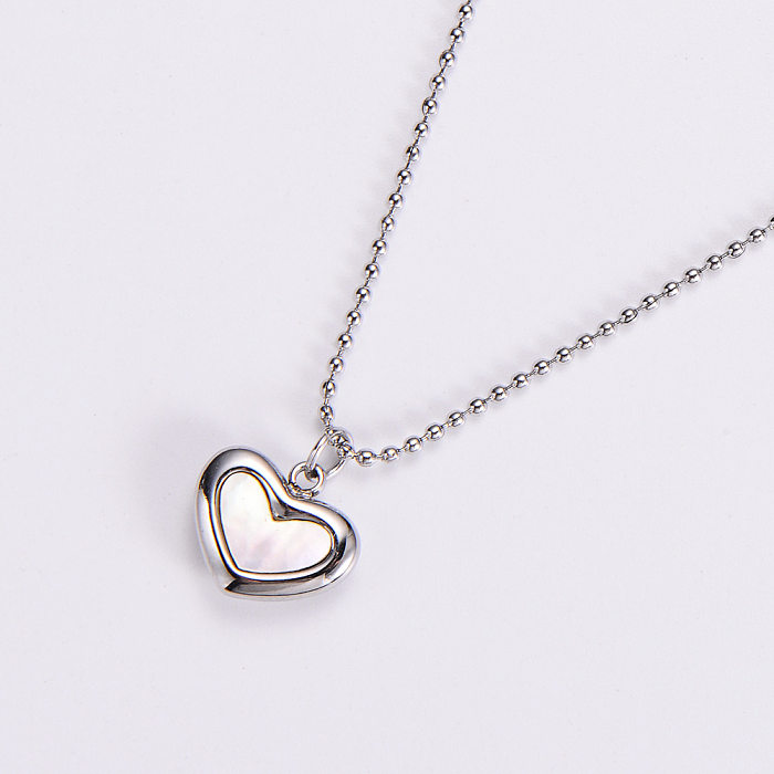 Women'S Heart Stainless Steel  Shell Pendant Necklace Plating Inlay Stainless Steel  Necklaces