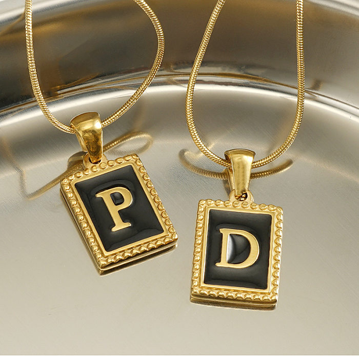 Simple Style Letter Stainless Steel  Stainless Steel Enamel Chain Pendant Necklace 1 Piece