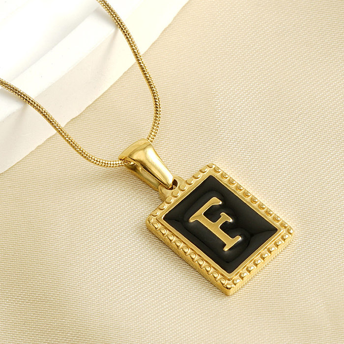 Retro-Buchstaben-Emaille-Anhänger-Halskette aus Edelstahl, 1 Stück