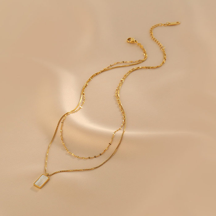 Collares acodados chapados en oro cuadrados de acero inoxidable de estilo simple