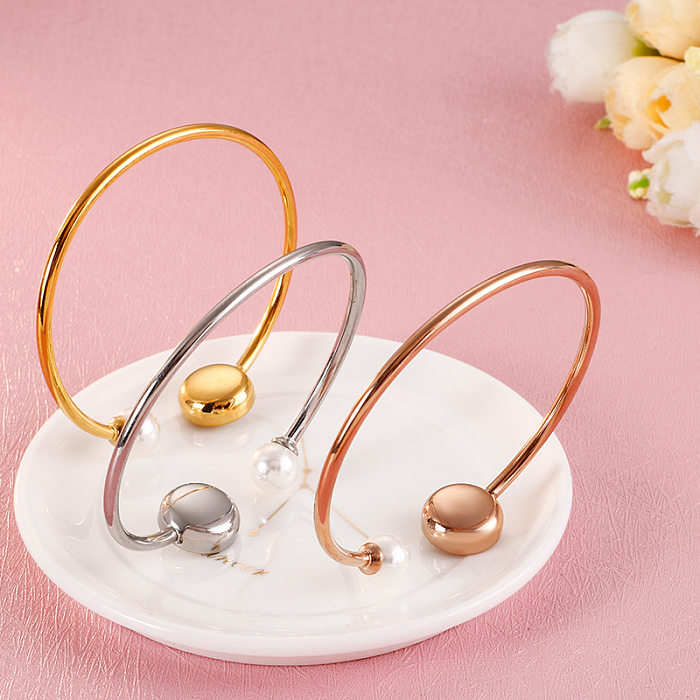 Japanese And Korean New Creative Ornament Good Luck Pearl Devil's Eye Open-Ended Bracelet Girlfriend Girlfriend Gifts Wholesale