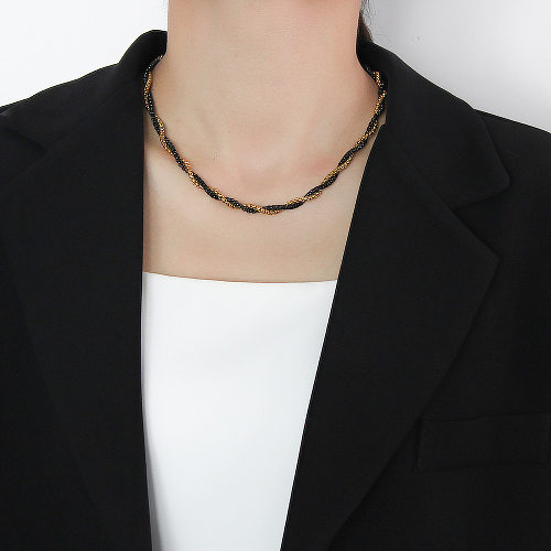 Schlichte Halskette mit Farbblock-Edelstahl und Edelstahlbeschichtung