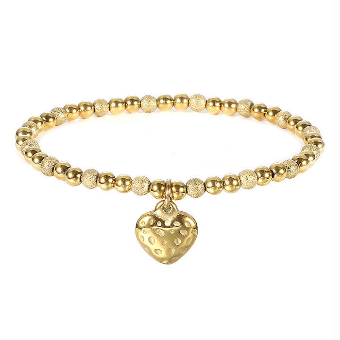 Fashion Heart Shape Stainless Steel Beaded Plating Bracelets 1 Piece
