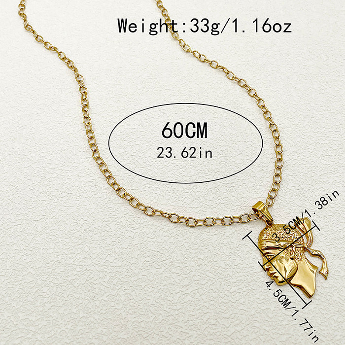 Casual Simple Style Human Stainless Steel  Gold Plated Pendant Necklace In Bulk