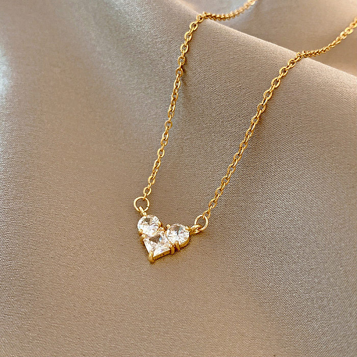 Elegante schlichte geometrische Edelstahl-Beschichtung, künstliche Perlen, Muschel-Zirkon-Halskette