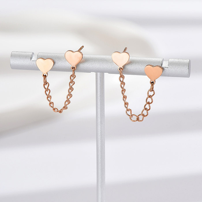 1 Pair Simple Style Heart Shape Stainless Steel  Plating 14K Gold Plated Rose Gold Plated Silver Plated Earrings
