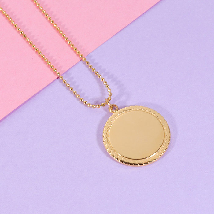 Collier avec pendentif géométrique en acier inoxydable plaqué or et argent pour femme, Style Simple, en vrac