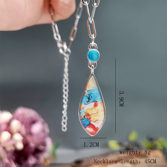Casual Simple Style Water Droplets Stainless Steel  Alloy Plating Silver Plated Pendant Necklace
