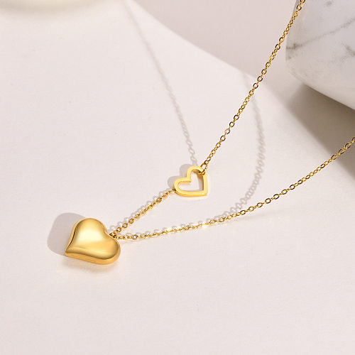 Collier Pendentif Mode en Forme de Coeur Acier Inoxydable Plaqué Acier Inoxydable 1 Pièce