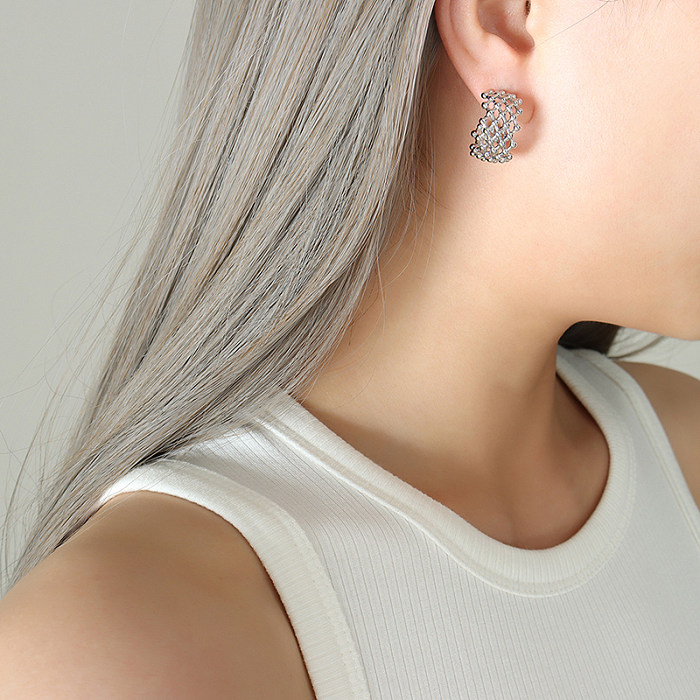 Brincos de orelha geométricos de cor sólida da moda em aço inoxidável 1 par