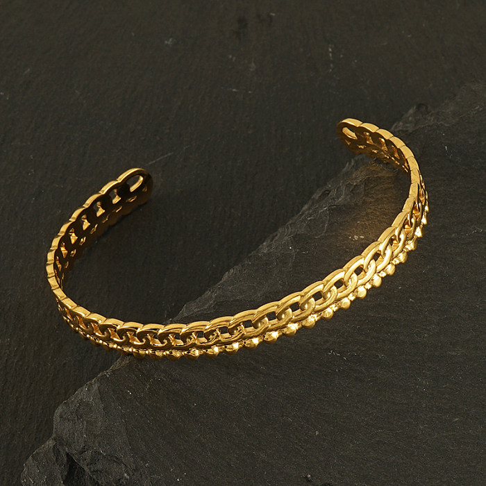Wholesale INS Style Cross Snake Stainless Steel 18K Gold Plated Bangle