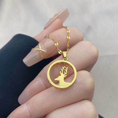 Elegant Simple Style Dolphin Heart Shape Butterfly Stainless Steel  Plating Inlay Zircon Pendant Necklace