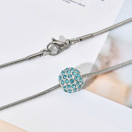 IG Style Round Stainless Steel  Alloy Inlay Rhinestones Necklace