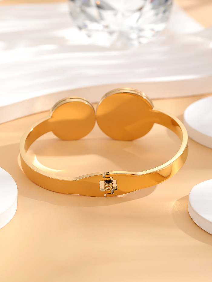Brazalete chapado en oro con diamantes de imitación con incrustaciones de epoxi de acero y titanio con ojo de estilo vintage