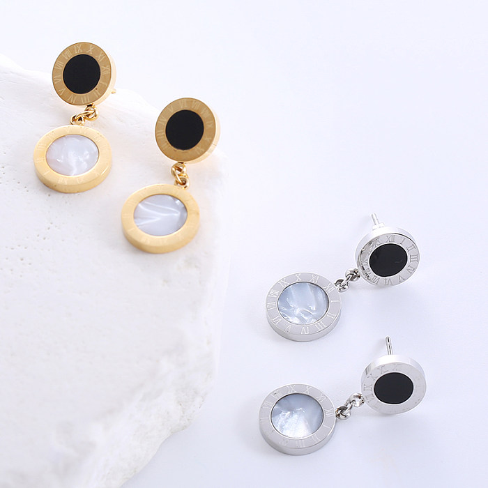 1 Pair Casual Modern Style Classic Style Round Plating Stainless Steel  18K Gold Plated Drop Earrings