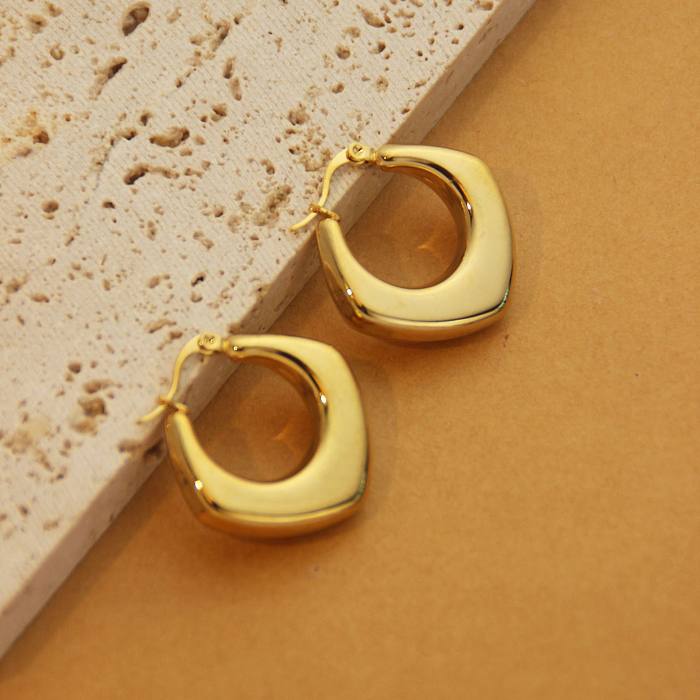 1 Pair Retro Simple Style C Shape U Shape Solid Color Plating Stainless Steel 18K Gold Plated Earrings