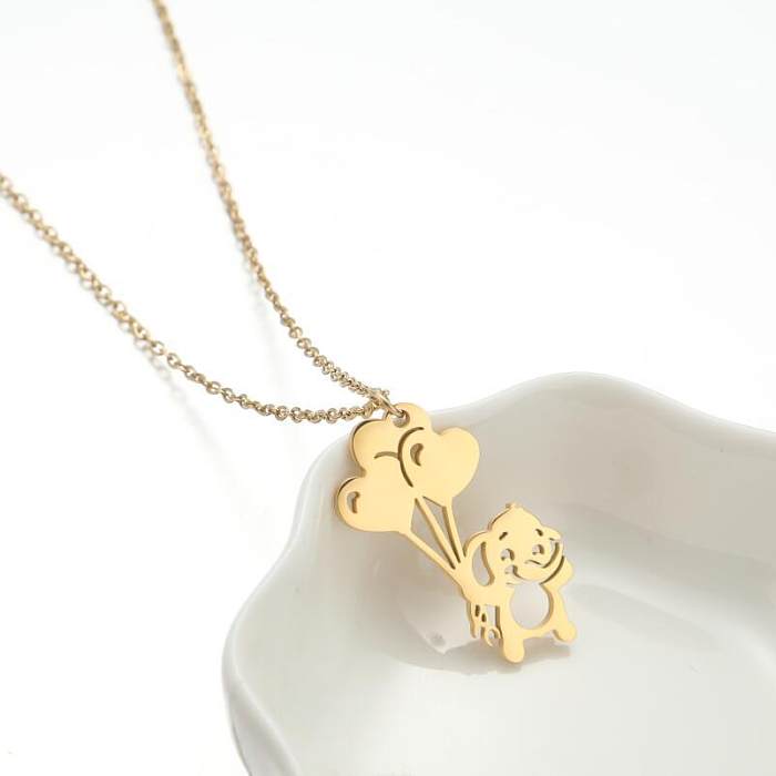 Fashion Balloon Elephant Stainless Steel  Stainless Steel Plating Hollow Out Pendant Necklace 1 Piece
