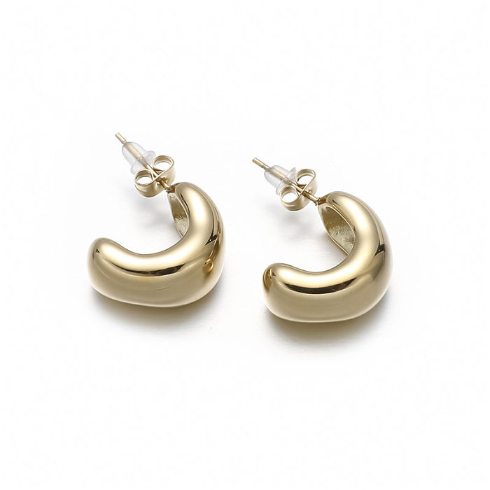 1 Pair Retro Classic Style C Shape U Shape Plating Stainless Steel  18K Gold Plated Earrings