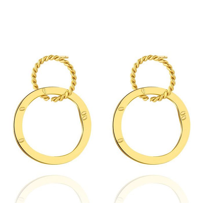 1 Pair Simple Style Solid Color Plating Stainless Steel  18K Gold Plated Drop Earrings