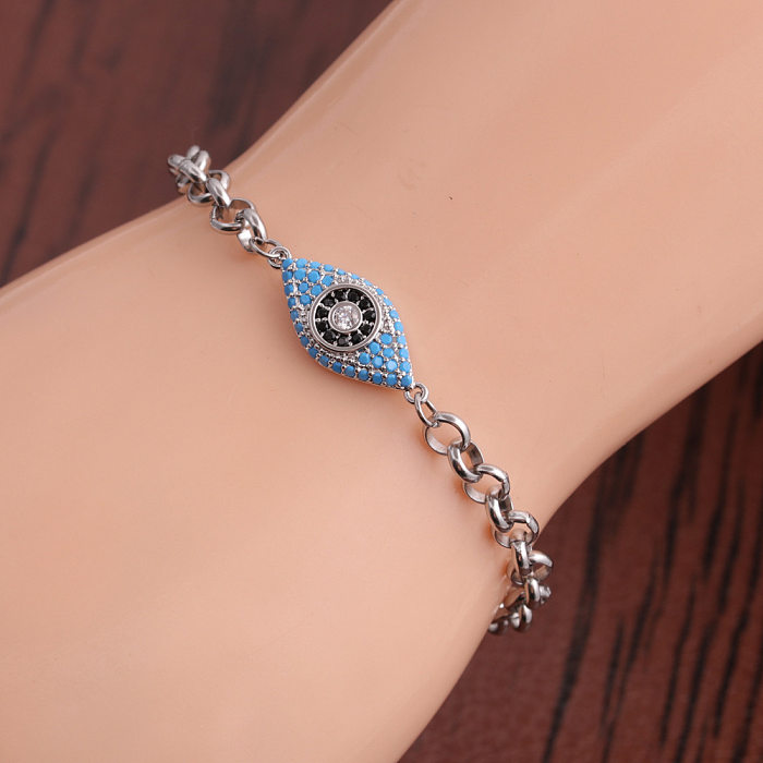 Stainless Steel Chain Copper Micro-inlaid Devil's Eye Adjustable Bracelet