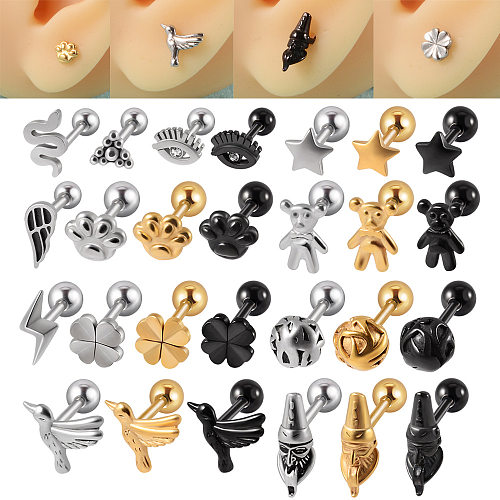 1 Piece Simple Style Cool Style Geometric Snake Lightning Stainless Steel  Ear Studs