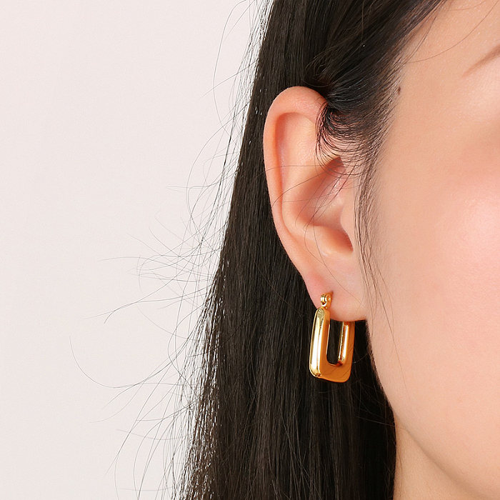 1 Pair Modern Style Simple Style Solid Color Plating Stainless Steel  18K Gold Plated Earrings