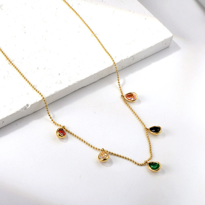 Simple Style Geometric Stainless Steel  Stainless Steel Plating Inlay Artificial Gemstones Pendant Necklace