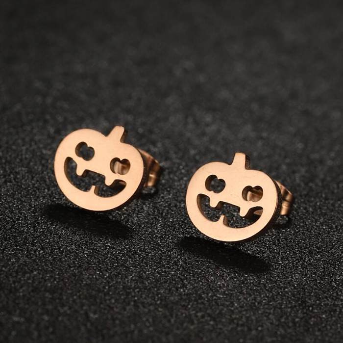 1 Pair Simple Style Pumpkin Plating Stainless Steel  Ear Studs