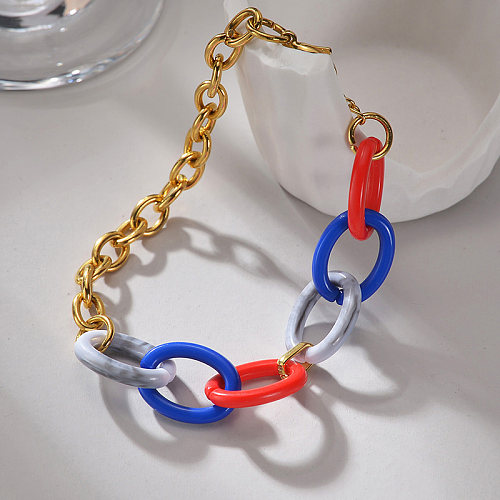 1 pièce de bracelets acryliques géométriques en acier inoxydable de style simple