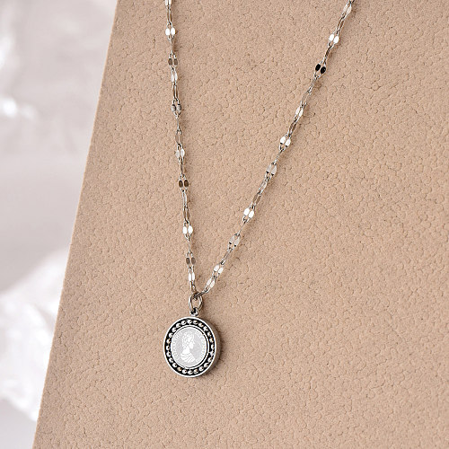 Simple Style Classic Style Human Stainless Steel  Inlay Beads Pendant Necklace