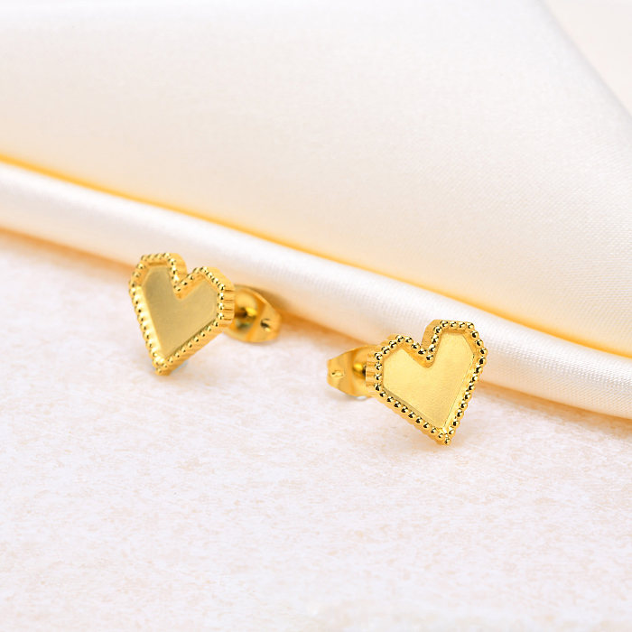 1 Pair IG Style Casual Classic Style Heart Shape Plating Stainless Steel  Ear Studs